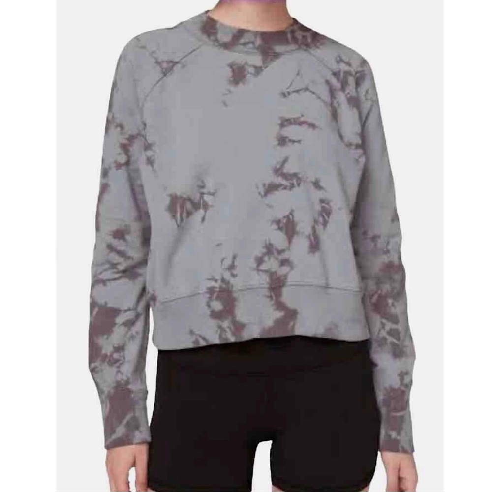 🎉Lululemon Tie Dye Boxy Long Sleeve Sweatshirt,Women’s Size 12,Smoke Gre…